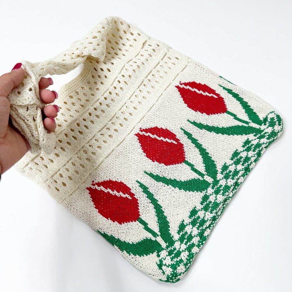 2/$30 NEW Tulip Crochet Farmers Market Tote Bag Cream Beige - Picture 6 of 13